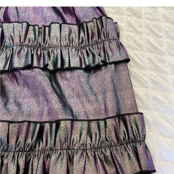 ASOS Black Metallic Ruffled Tiered Midi Skirt - Picture 5 of 9